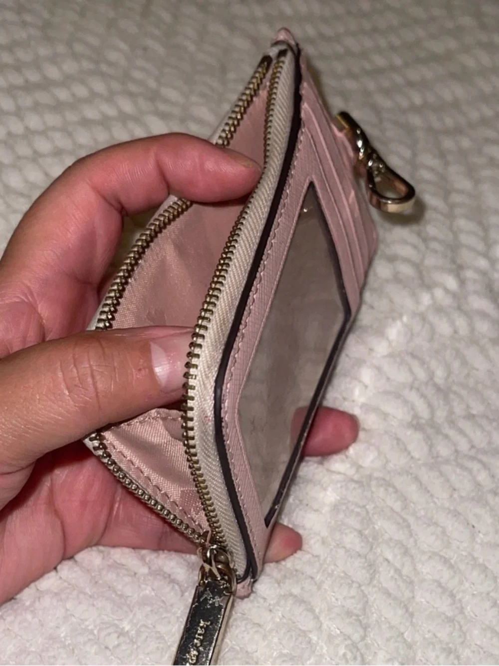Kate Spade Wallet Lot of 2 Pink Beige Leather Card Holder Coin Purse